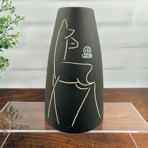 Stützel Sachs Aalen West German Pottery Vase Sgraffito Deer MCM 1960s